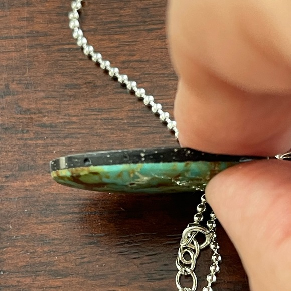 Natural Arizona turquoise sterling silver pendant necklace - Picture 6 of 8